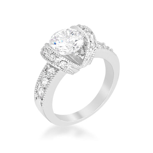 Avera Modern Minimalist Tension Set Engagement Ring in Silver by Avera Group