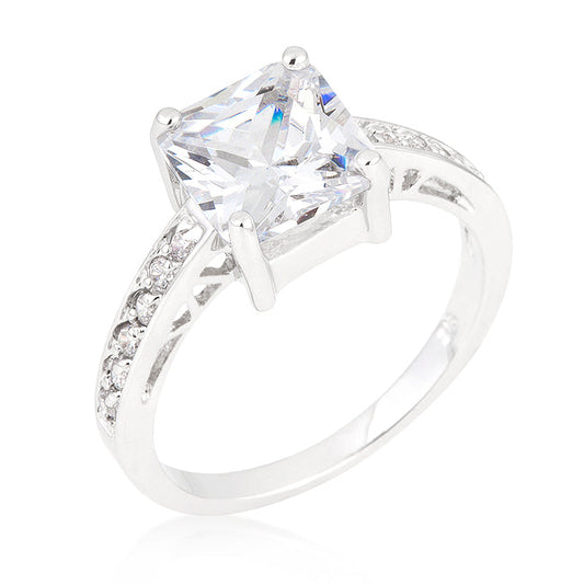 Avera Elegant Princess Cut Silver Statement Ring by Avera Group