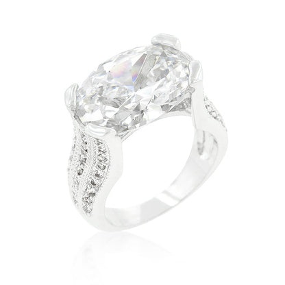 Avera Oval Triplet Cubic Zirconia Ring in Sterling Silver by Avera Group