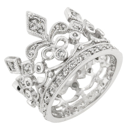 Avera Cubic Zirconia Crown Eternity Ring in Sterling Silver by Avera Group