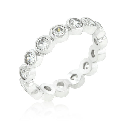 Avera Linked Bezel Eternity Band in Polished Silver by Avera Group
