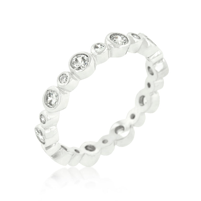 Avera Alternating Bezel Linked Cubic Zirconia Eternity Band in Silver by Avera Group