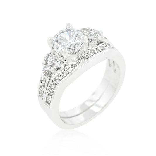 Avera Radiant Elegance Triple Stone Engagement Set 5 / Silver by Avera Group
