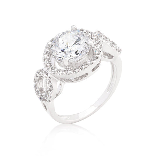 Avera Round Cut Trio Cubic Zirconia Ring in Sterling Silver by Avera Group