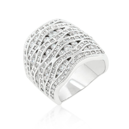 Avera Cubic Zirconia Pave Abstract Ring in Sterling Silver by Avera Group
