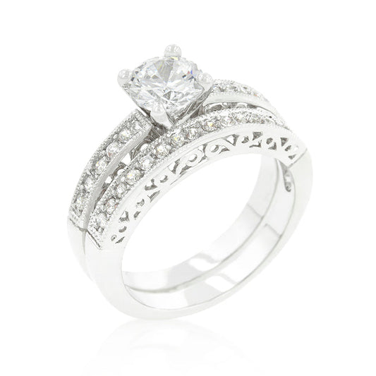 Avera Filigree Engagement Set in Sterling Silver by Avera Group