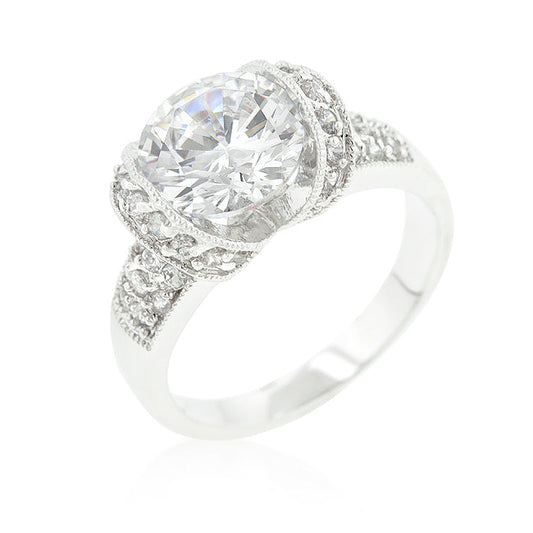 Avera Tension Set Cubic Zirconia Engagement Ring in Sterling Silver by Avera Group