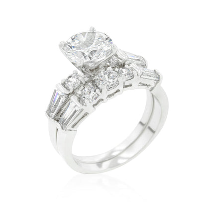 Avera Engagement Set with Large Center Stone in Sterling Silver by Avera Group