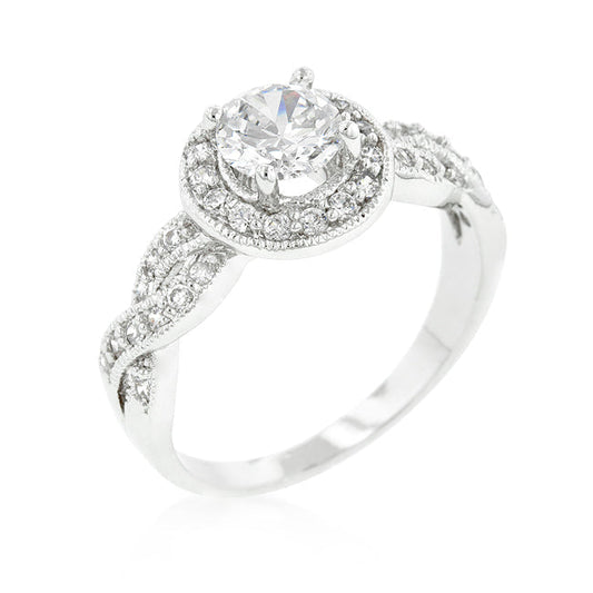 Avera Round Cut Halo Engagement Ring in Sterling Silver by Avera Group