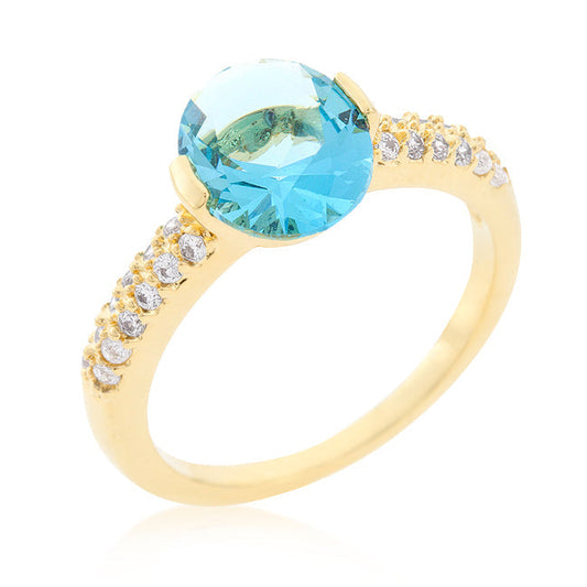 Avera Coronation Engagement Ring In 18k Gold Plated Silver by Avera Group