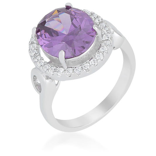Avera Amethyst Halo Cocktail Ring in Sterling Silver by Avera Group