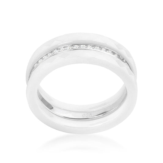 Avera Two-Piece Engagement Ring Set in Radiant Silver by Avera Group