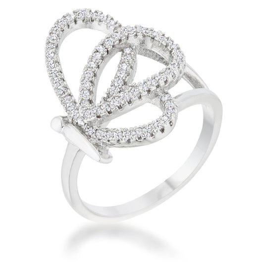 Avera Bea 0.4ct Cubic Zirconia Pave Butterfly Ring in Silver by Avera Group