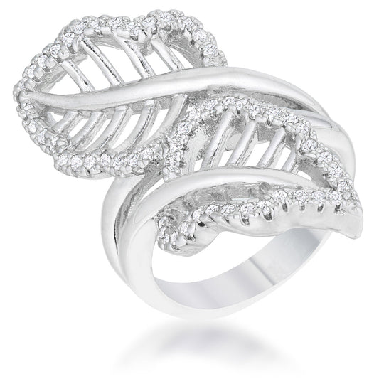 Avera Lina 0.4ct Cubic Zirconia Leaf Wrap Ring in Silver by Avera Group