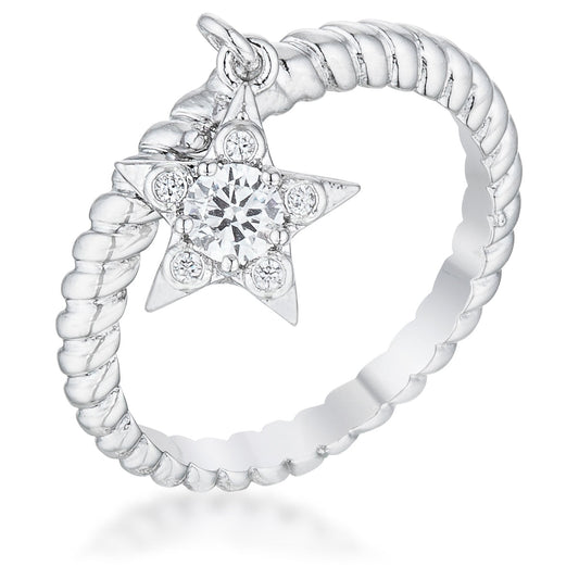 Avera Cubic Zirconia Star Charm Fashion Ring in Sterling Silver by Avera Group