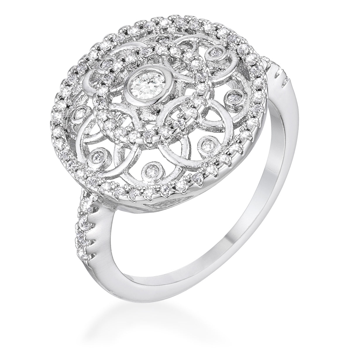 Avera Interlocking Circles Ring with Cubic Zirconia in Silver by Avera Group