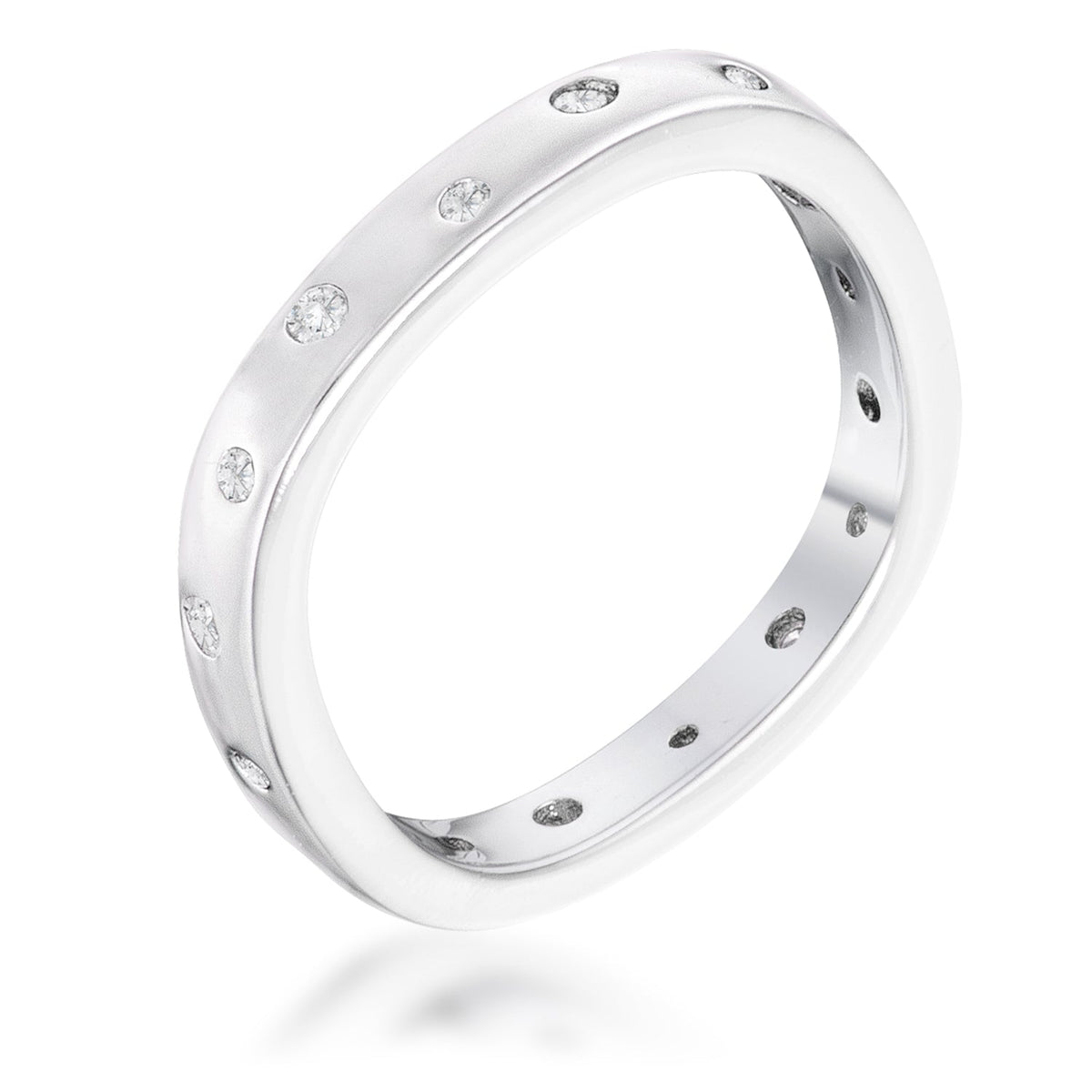 Avera .23Ct Plated Cz Speckled Square Shaped Stackable Band by Avera Group