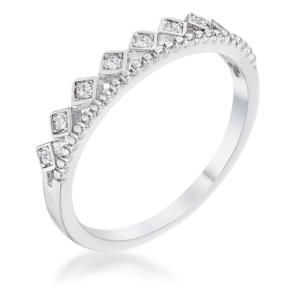 Avera .14Ct Plated Cz Mini Crown Stackable Band by Avera Group