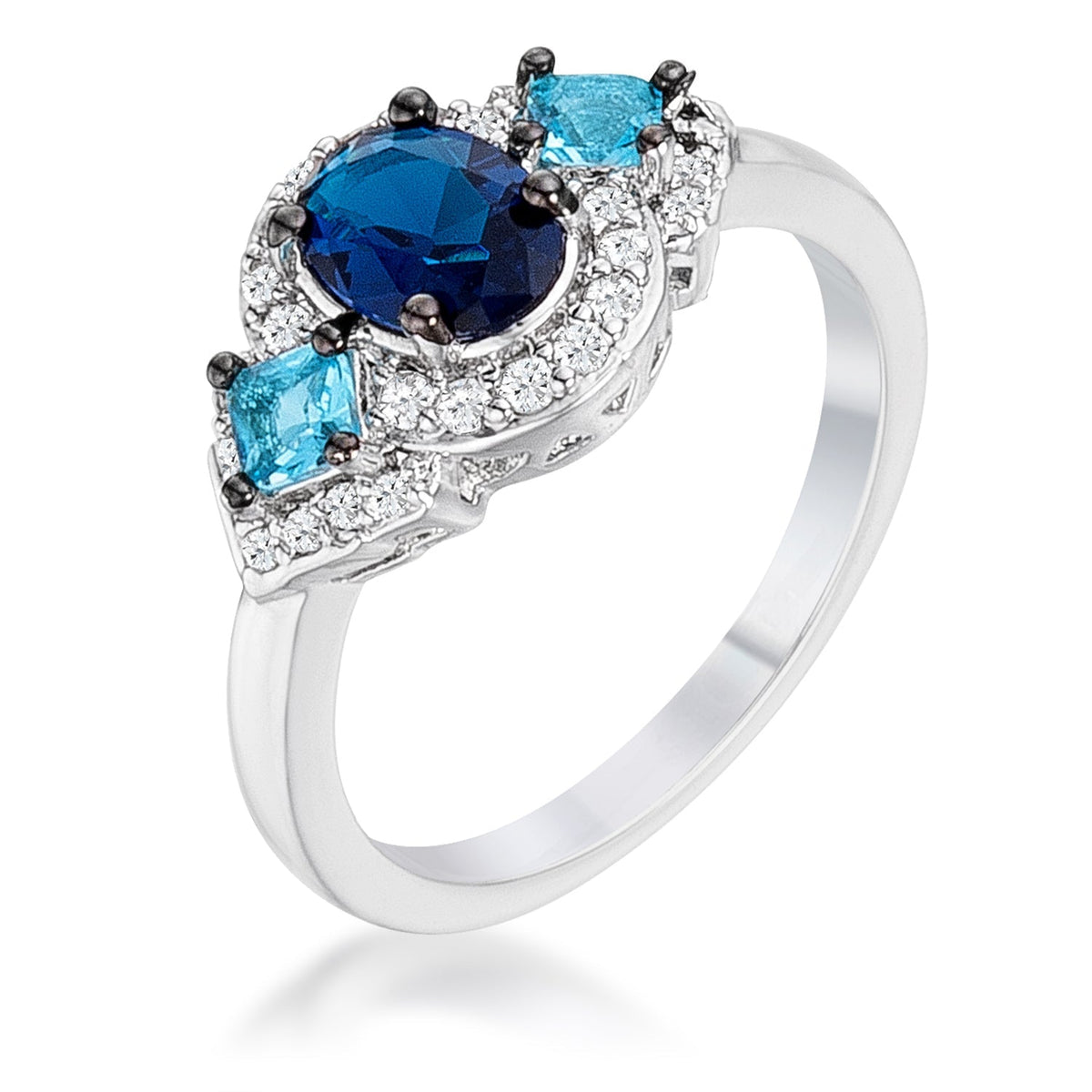 Avera 1.3Ct and Hematite Plated Shades of CZ Three Stone Engagement Ring by Avera Group