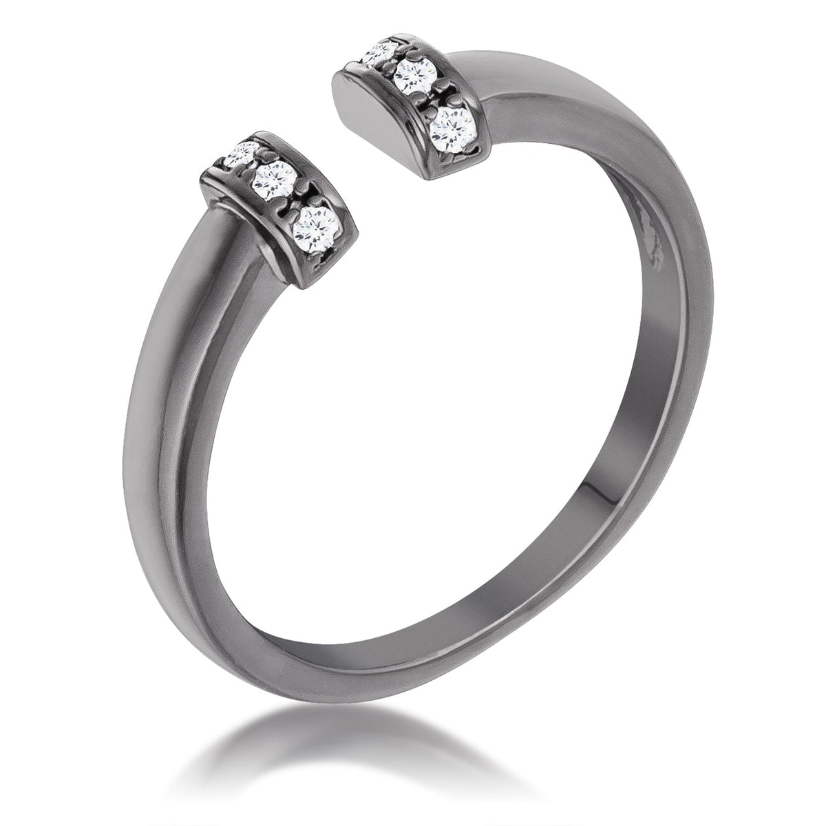 Avera Hematite Petite Cz Open Cuff Ring by Avera Group