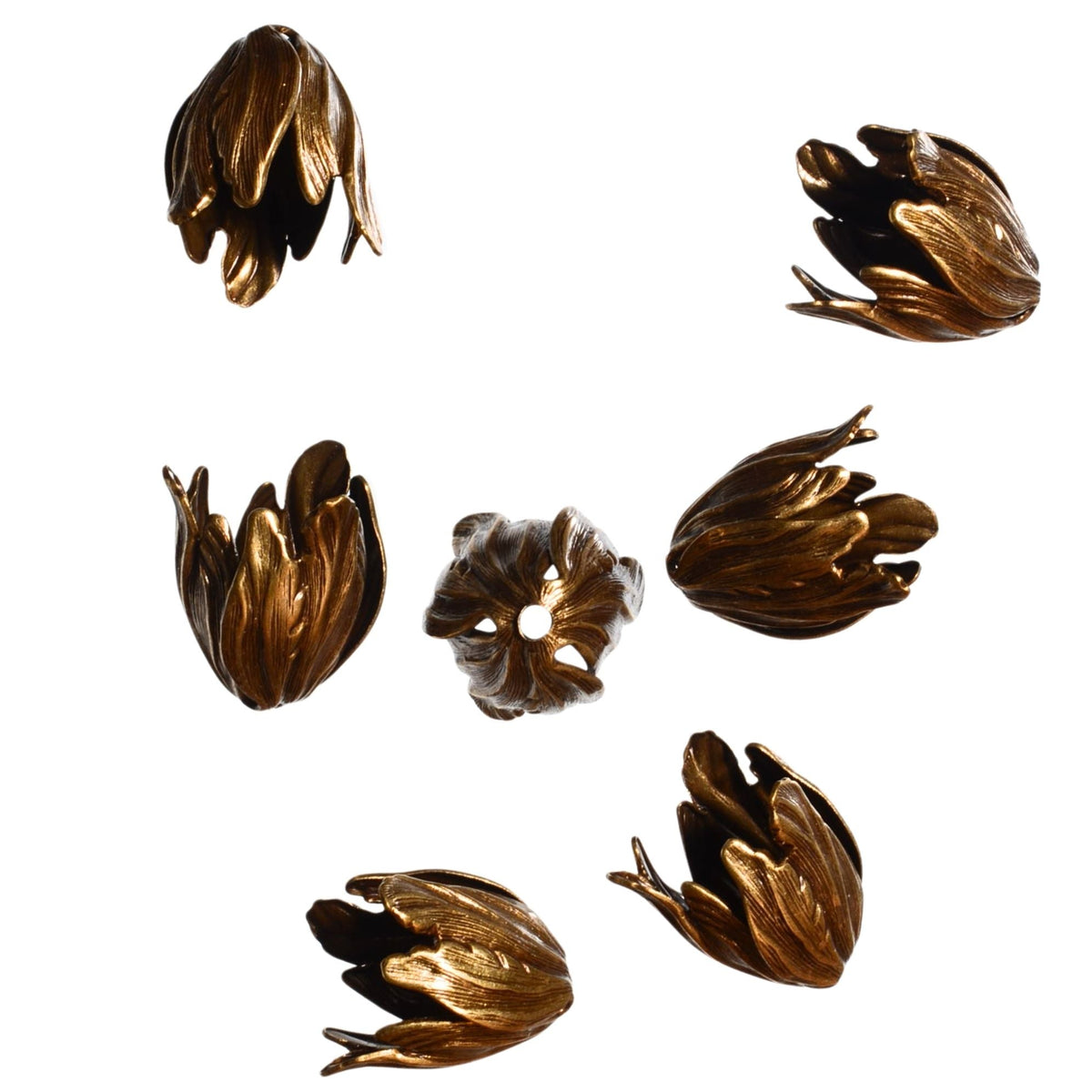 Vintaj Natural Brass Floral Petal Bead Cap - Sold Individually by Continental Bead Suppliers