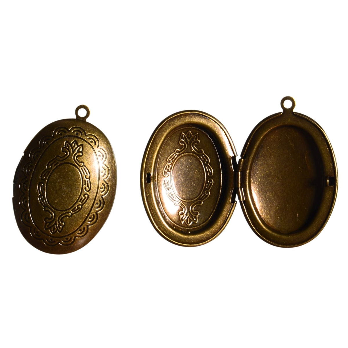 Oval Brass Photo Locket Pendant - 39mm by Continental Bead Suppliers