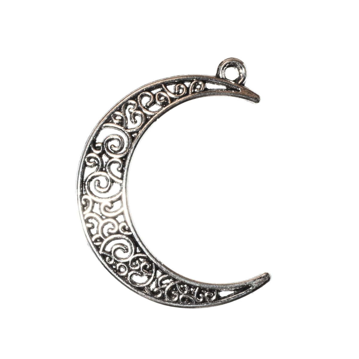 Filigree Crescent Moon Charm - Silver by Continental Bead Suppliers