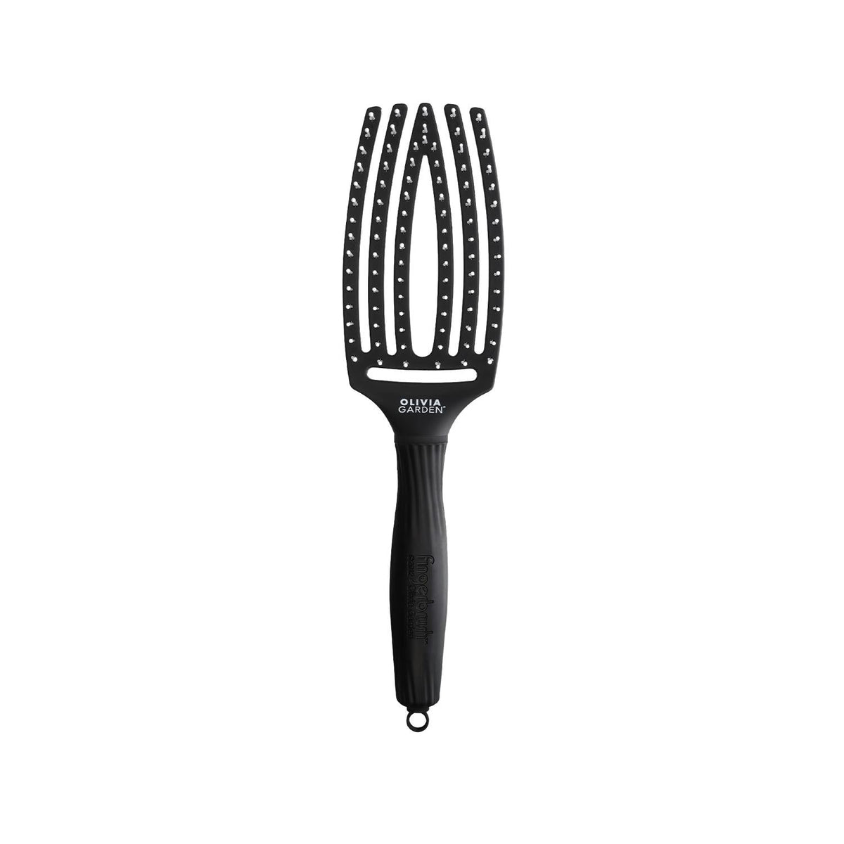 Olivia Garden Fingerbrush Care: Iconic Nylon Bristle Vented Hair Brush for Detangling, Styling & Healthy Hair - Black, Medium by Beauty Care Bag