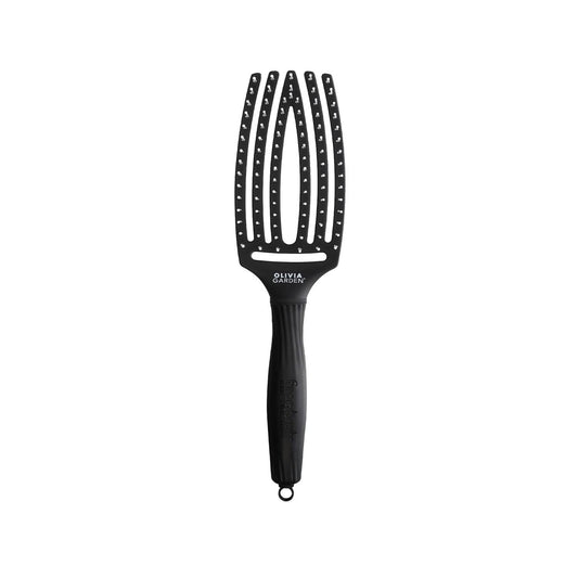 Olivia Garden Fingerbrush Care: Iconic Nylon Bristle Vented Hair Brush for Detangling, Styling & Healthy Hair - Black, Medium by Beauty Care Bag