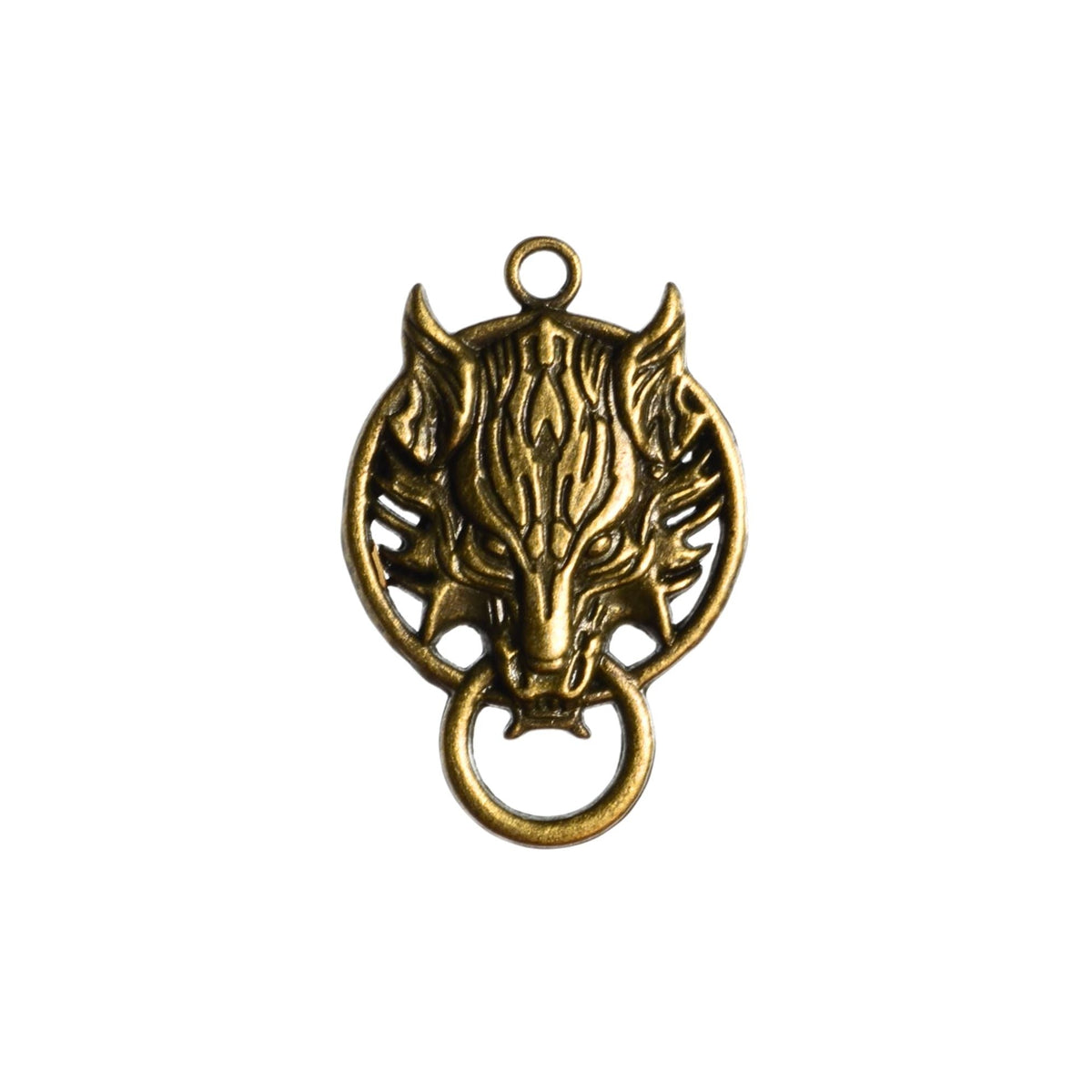 Wolf Head Connector Charm - Antique Brass by Continental Bead Suppliers