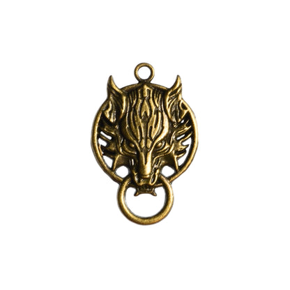 Wolf Head Connector Charm - Antique Brass by Continental Bead Suppliers
