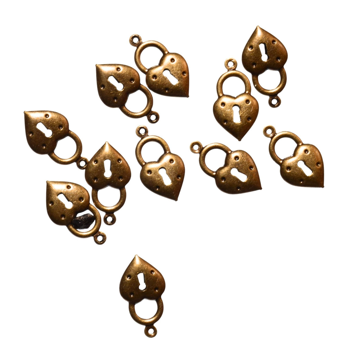 Heart Lock Charm - Antique Brass by Continental Bead Suppliers