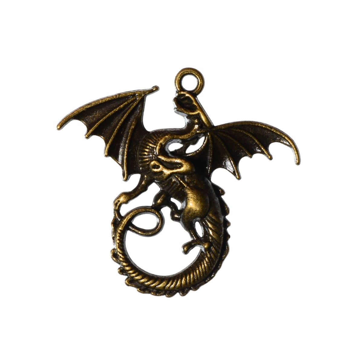 Dragon Charm Pendant - Antique Brass by Continental Bead Suppliers