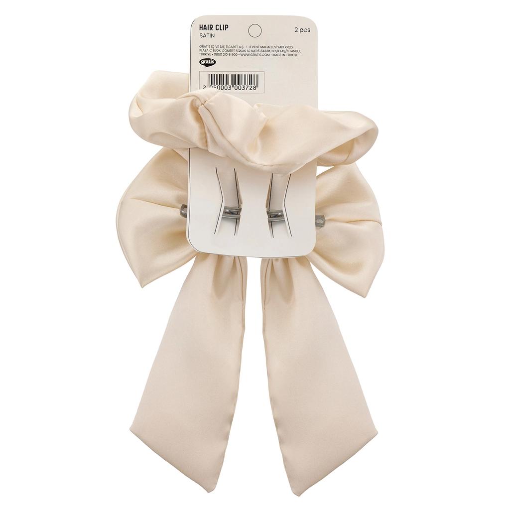 Eklips Cream Satin Scrunchie Set Gentle Hair Ties 2-Piece by Beauty Care Bag