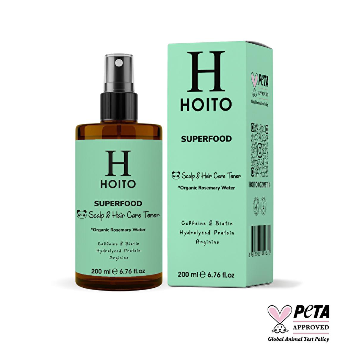Hoito Organic Rosemary Hair Tonic: Superfood Anti-Hair Loss, Scalp Treatment, Color Protection, Frizz Control, Natural Hair Growth 200ml by Beauty Care Bag