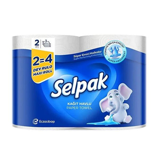 Selpak Absorbent Paper Towels: 2 Packs of 4 Rolls, 3-Ply Strength, Durable Kitchen Towels by Beauty Care Bag