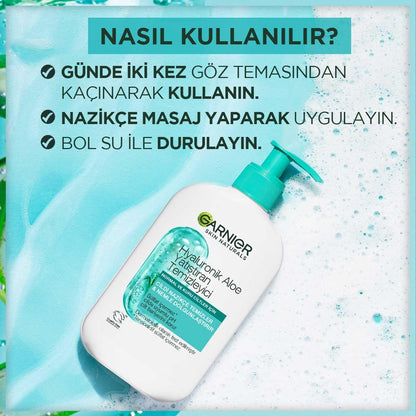 Garnier Hyaluronic Aloe Vera Facial Cleanser: Hydrating, Soothing Vegan Face Wash for Sensitive Skin - Sulfate-Free, 8.45 fl oz by Beauty Care Bag