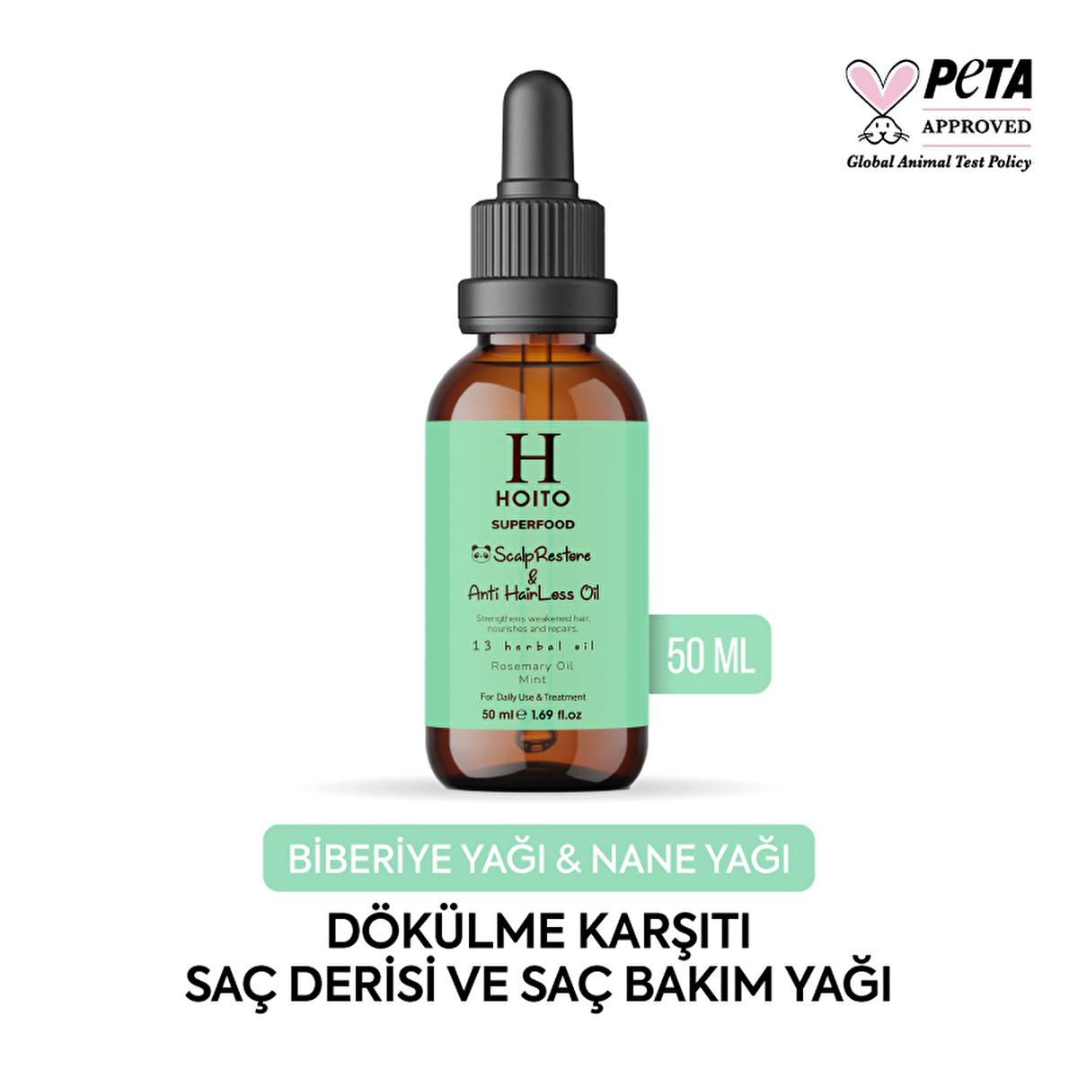 Hoito Rosemary & Peppermint Hair Oil: Superfood Anti-Hair Loss & Scalp Treatment - Promotes Hair Growth, Thickening, and Repair (1.69 fl oz) by Beauty Care Bag