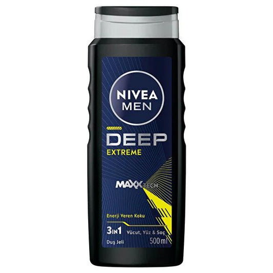 Nivea Men Deep Extreme Shower Gel for Men - Energizing, Dermatologically Tested, 16.91 fl oz by Beauty Care Bag