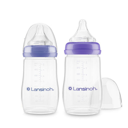 Lansinoh NaturalWave Baby Bottle Set (2 x 240ml): Anti-Colic, BPA-Free, Eases Transition from Breast to Bottle & Prevents Nipple Confusion by Beauty Care Bag