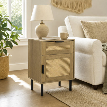 Rattan Nightstand with Drawer and Storage Cabinet by DirectDeals