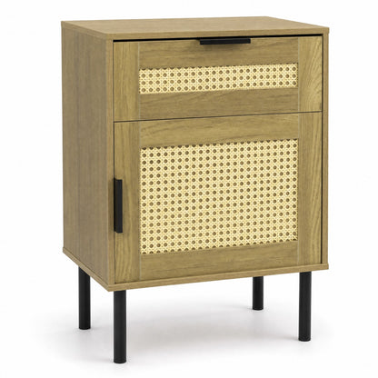 Rattan Nightstand with Drawer and Storage Cabinet by DirectDeals