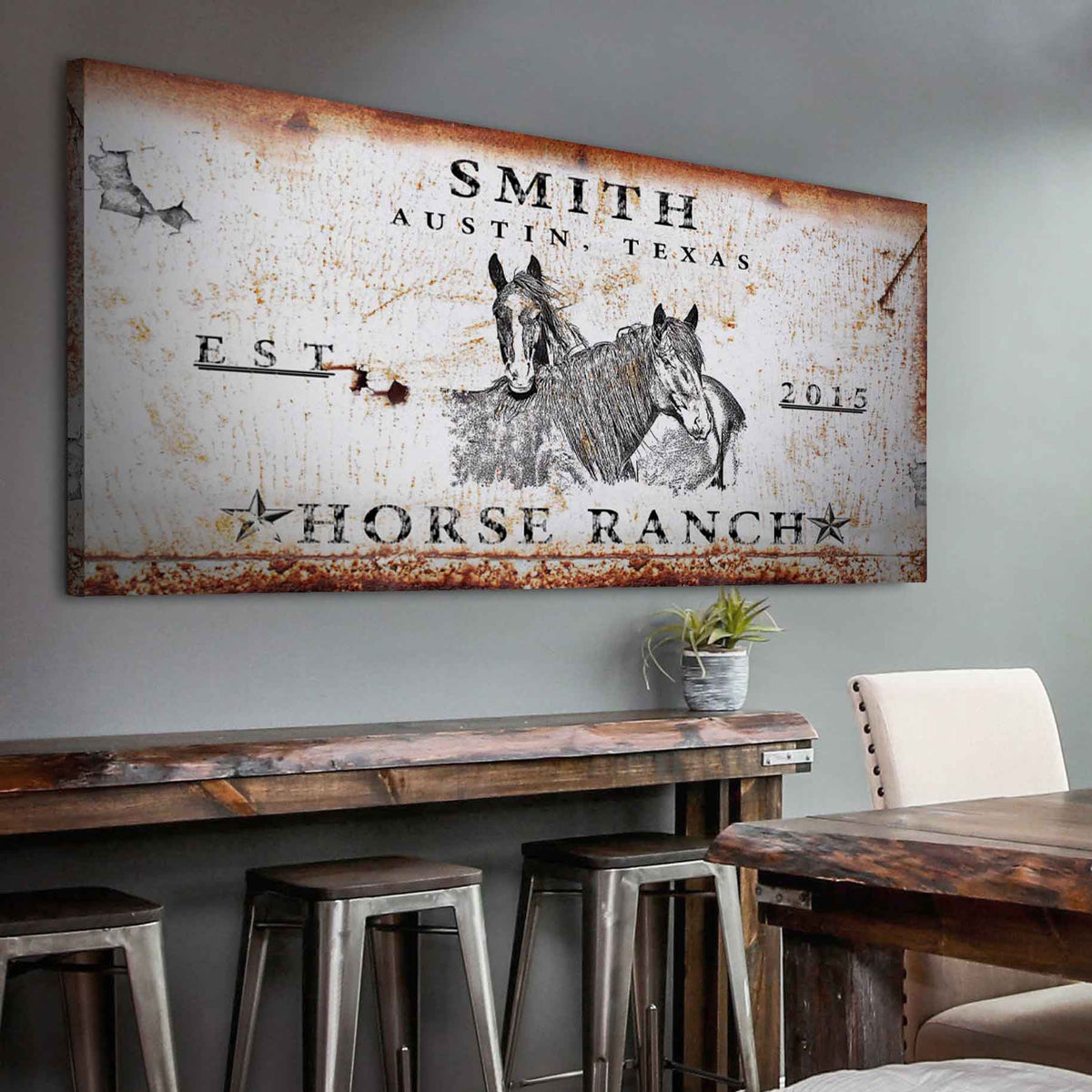 Rustic Horse Ranch Sign by Tailored Canvases