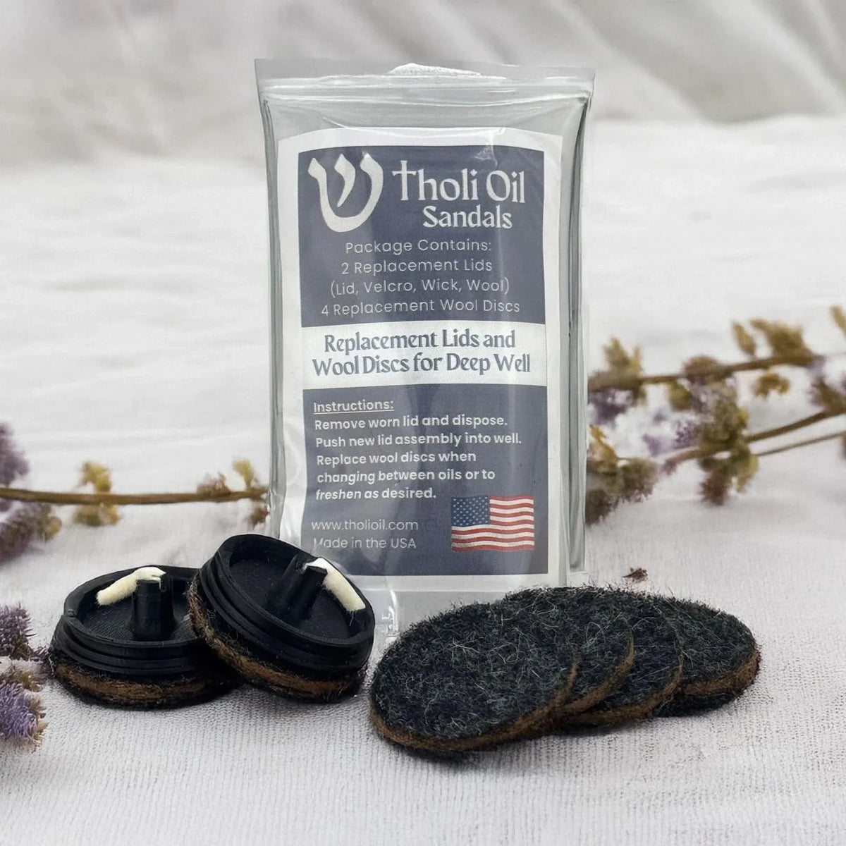 Tholi Oil Sandal Replacement Parts (Deep Well Lid & Wool) by Tholi Oil