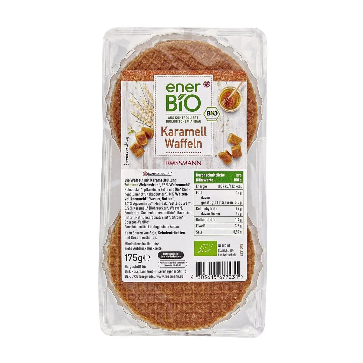 Enerbio Organic Caramel Wafers Crispy Snack 175g by Beauty Care Bag