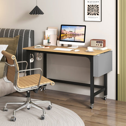 Rolling Computer Desk with Lockable Wheels 48" x 24" by DirectDeals