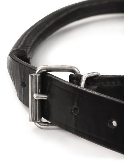 Rolled Leather Dog Collar by Classy Leather Bags