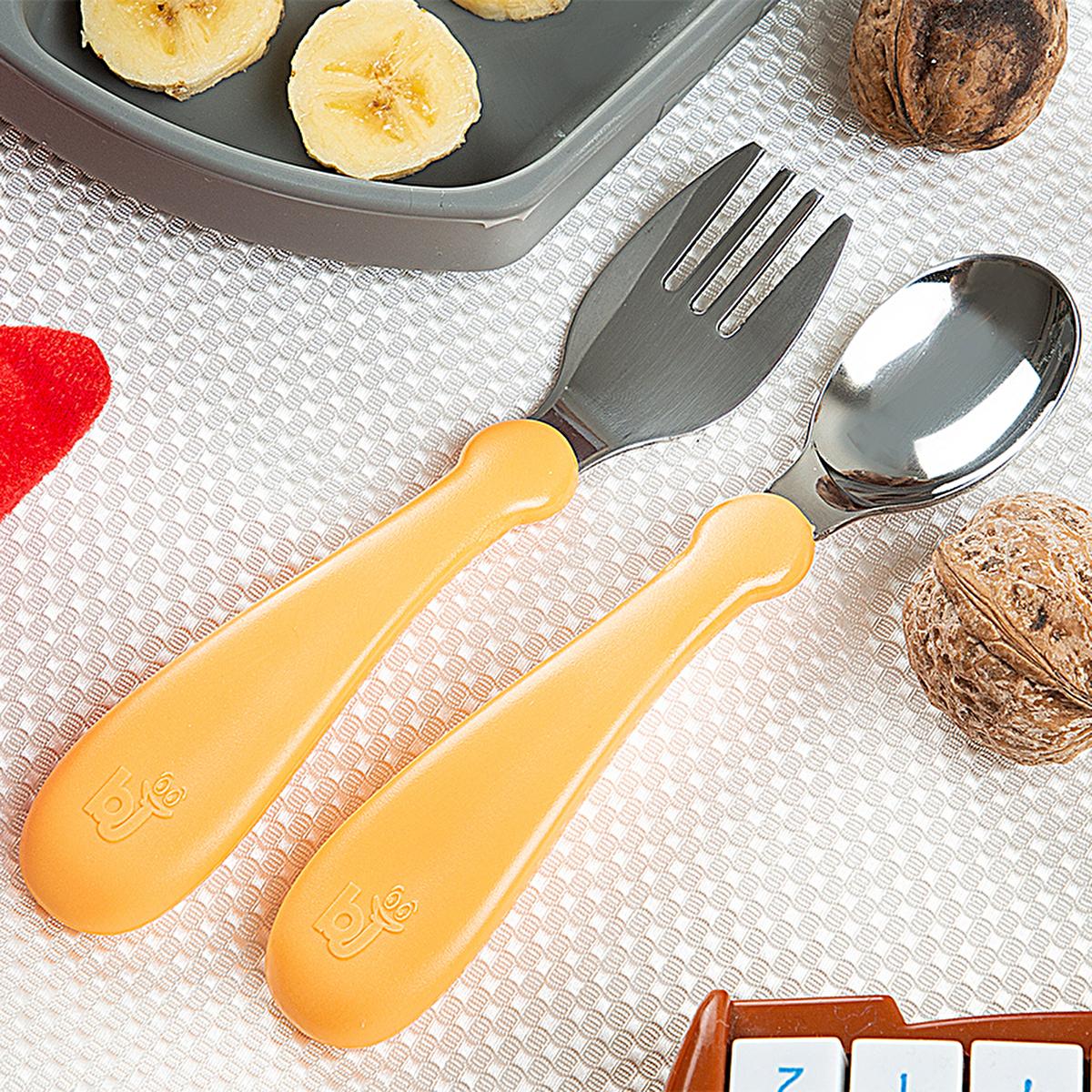 Babyjem Stainless Steel Baby Utensil Set - BPA Free, Ergonomic Design for Independent Eating by Beauty Care Bag