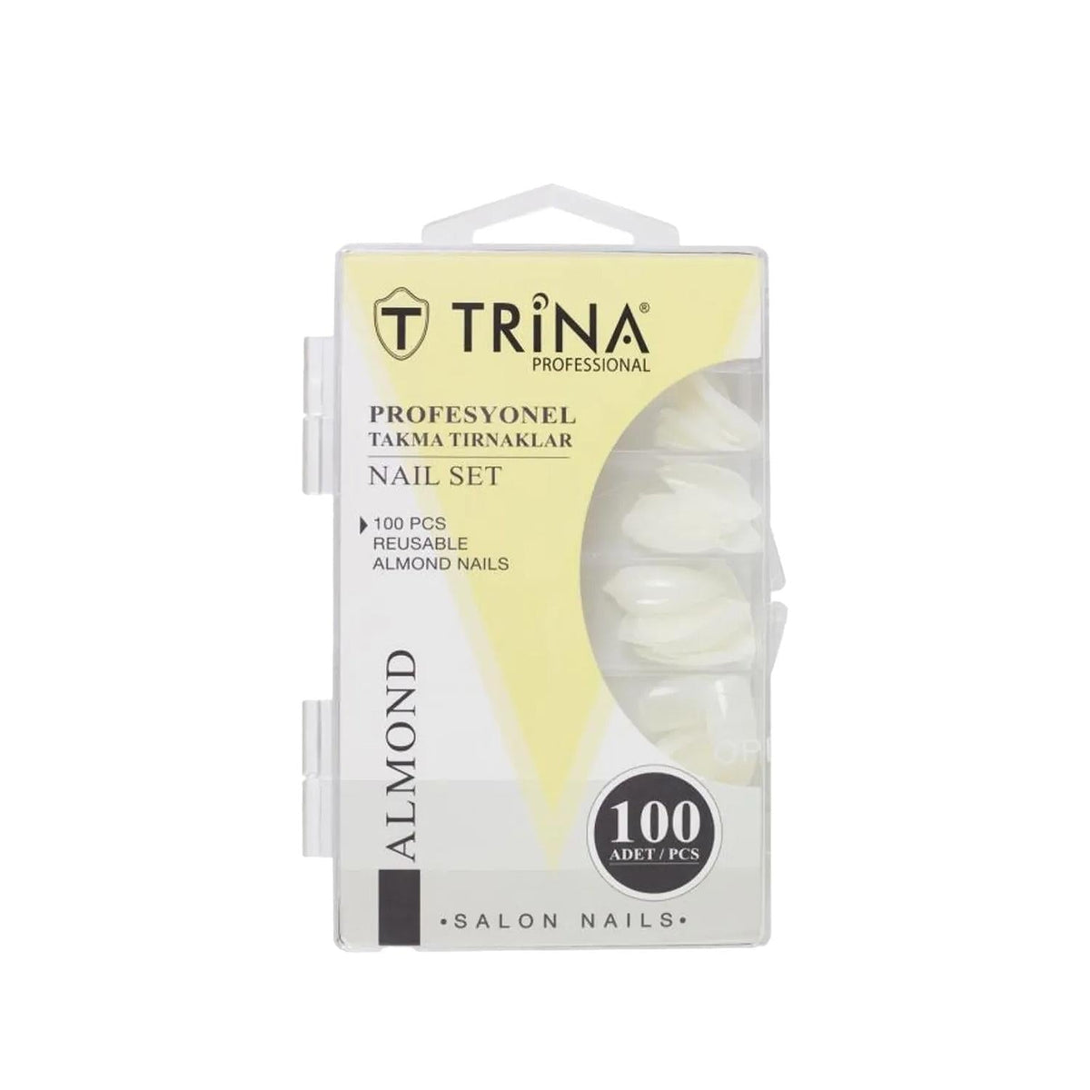Trina False Nails Almond Shape 100 Pieces - Cosmetic Nail Enhancements for Nail Beauty and Care by Beauty Care Bag