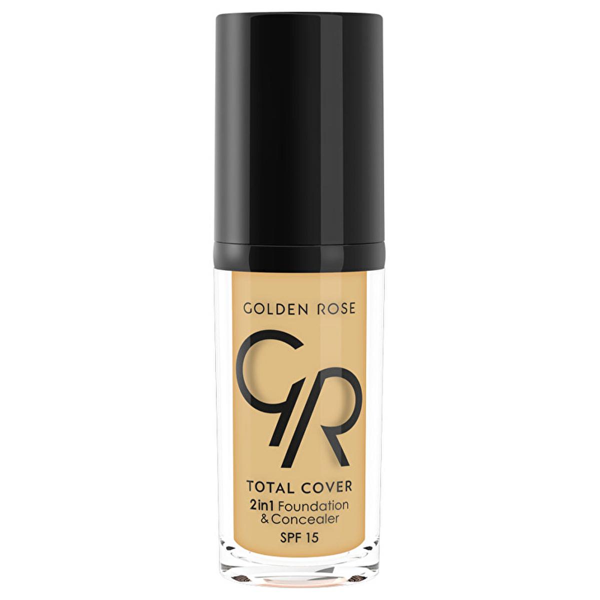 Golden Rose Foundation & Concealer 2-in-1 - High Coverage, Lightweight Makeup with SPF 15 & Vitamin E by Beauty Care Bag
